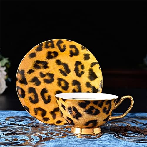 GRETD 15 Бр. Изискан Етикети Gold Line Tea Time Керамични Кафе Чай С Леопардовым Принтом За Хотел