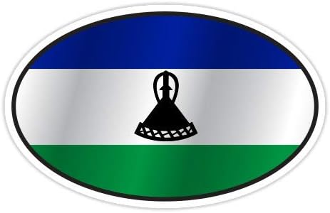 GT Graphics Овалния Флаг Лесото - Vinyl Стикер Водоустойчив Термоаппликация