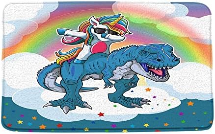 VPUPCN Забавен Динозавър Подложка За Баня Сладък Еднорог Езда Динозавър Фентъзи Любимец с Преливащи се цветове
