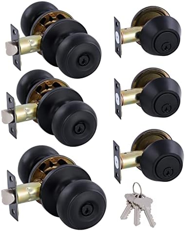 GITRANG (3 комплекта Еднакви каси за врати дръжки с засовами на всички ключове, Разход на набор от одноцилиндровых брави