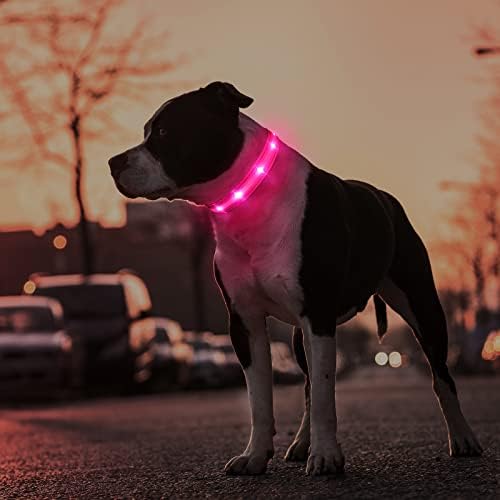 MASBRILL Led нашийник за кучета-Акумулаторна светещи Нашийници за кучета, Водоустойчив Светещи Нашийници за кучета, Мигащ Светлинен Нашийник за кучета, Нощен Защитен Ре