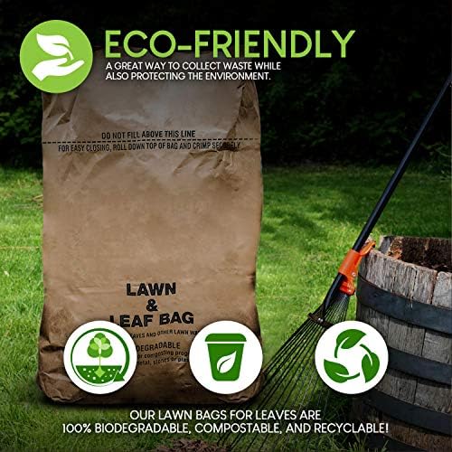 Крафт торби за косене на трева и листа обем 30 литра (5 опаковки) Екологични тежкотоварни големи хартиени