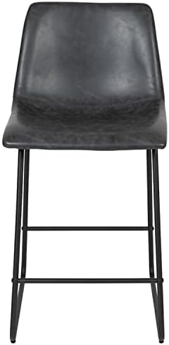 Бар столове Flash Furniture Reagan от изкуствена кожа височина 24 инча, сив, комплект от 2