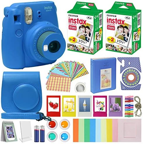 Fujifilm Instax Mini 9 - камера непосредствена печат кобальтово-син цвят с футляром за носене + Комплект Fuji