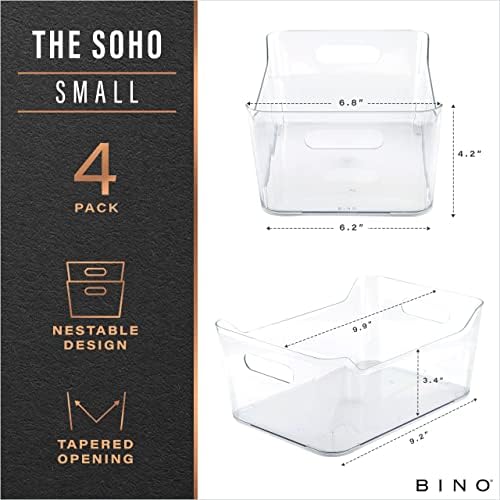 BINO | Пластмасови Кутии-организаторите, малки - 4 опаковки | Колекция от SOHO | Многофункционални Кутии-организаторите | Кутии-организаторите за склада и на фризера | Пла