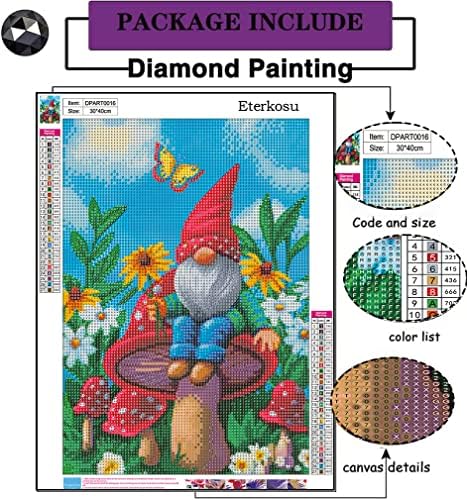 Комплекти за Рисуване Гномом с Диаманти за Начинаещи Възрастни - Пролетни Цветя 5D Пълна Тренировка Кръгли Диамантени Художествени