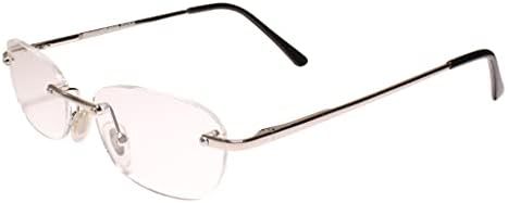 Модерни Сребристи Правоъгълни Очила За четене Без Рамки 2,75 инча Reader