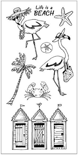 Набор от прозрачни Гумени печати Inkadinkado Flamingo Fun в Разглобено формата за направата на картички и scrapbooking, 8 бр.