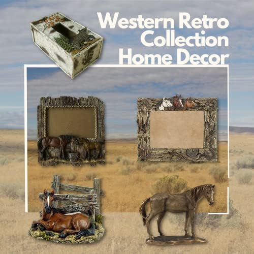 Фоторамка Comfy Hour Western Retro Collection С имитация на Дивата Селски дървен материал Double Horse 6 x 4, Состаренная в със старомодния стил, Кафяв, Полирезиновая