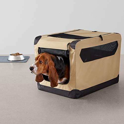 Basics 2-Врати Сгъваем Мек Пътен кутия за кучета с меки стени, Среден (21 x 21 x 30 см), кафяв