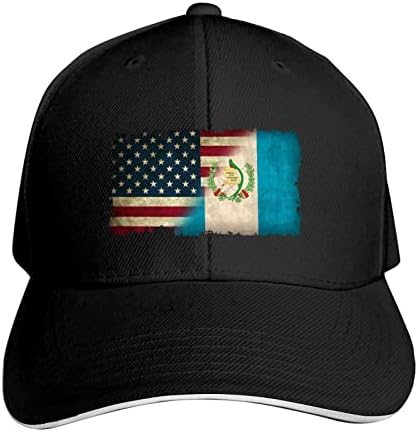 Tiayead Комбинирана бейзболна шапка с Флага на Гватемала и САЩ, Капачката на шофьор на камион за Мъже и Жени,
