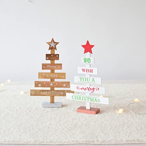Коледна Украса Veemoon Дървена Модел на Коледно Декор: 2 елемента Коледна Фалшива Елха Ние ще Ви Весела Коледна Елха Фигурка