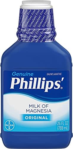 Течен слабително Phillips 'Milk of Magnesia, улесняване на периодични запек през нощта, с Оригинален вкус - Бутилка обем