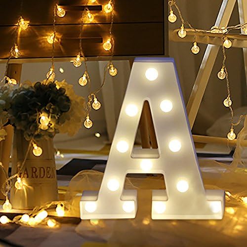 Алфавитные led Светлини с Букви Светват Бели Пластмасови Букви, Разположени Висят Коледни Гирлянди A-M и Battery