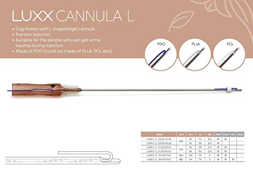 Конци Luxx PCL /За лифтинг на лицето / тялото /Навити зубец 360R /Тъп CL-Тип / 20 конци / Произведено в Южна Корея (18G100mm)