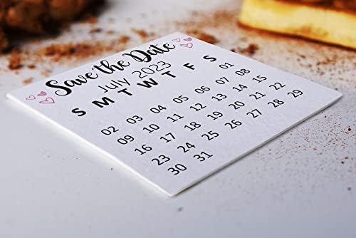 Оферта календар шаферките, Приятелка на булката запазва датата, Календарни картички със сърца, юли 2023, подарък кутия – 20