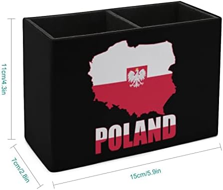 Полша Карта Флаг От Изкуствена Кожа Поставки За Моливи Мултифункционален Контейнер За Писалки С Модел Настолен Органайзер
