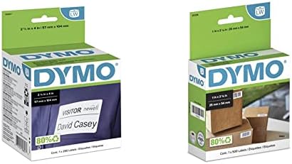 Автентични етикети за бейджей с името на DYMO LW | Етикети за принтери DYMO LabelWriter и Многофункционални етикети LW принтери за етикети LabelWriter, Бели, 1 x 2-1 / 8, 1 ролка 500 броя (30336