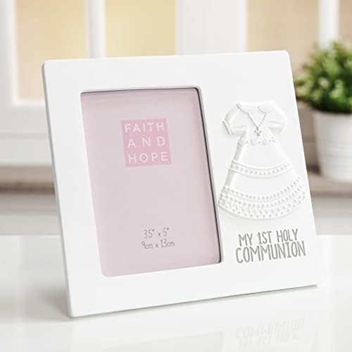 Рамка за рокли за Причастие от бяла смола Oaktree Gifts Faith & Hope 3,5X 5