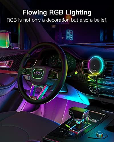 RGB Магнитно Безжично зарядно за Кола, стойка за телефон с вентиляционным отвор за MagSafe iPhone 12/13/14, Бързо зареждане с мощност 15 W (RGB-Air Vent)