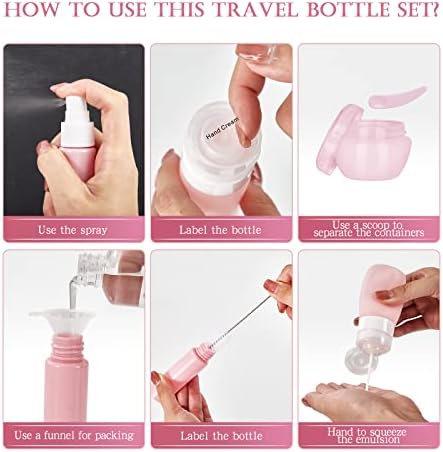 Силиконови тоалетни принадлежности за пътуване YUNISS 17 опаковки, които не съдържат BPA, одобрени от TSA пътни бутилка