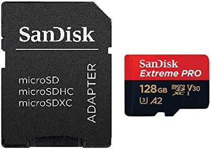 Карта памет SanDisk Extreme Pro 128 GB microSD Работи с дроном DJI Mavic Mini 2, Mini 2 SE (SDSQXCY-128G-GN6MA) 4K V30 Клас 10 в комплект с (1) за всички, с изключение на устройството за четене на карти Стромб