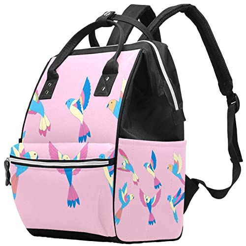 Розова Птица Пелена Чанта на Мама Раница с Голям Капацитет Чанта за Памперси Кърмещи Пътна Чанта за Грижа за Детето