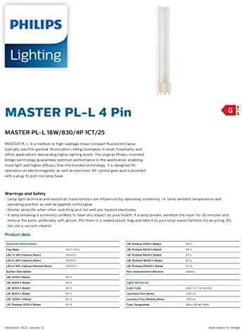 Лампа PHILIPS 18W 4 Pin 2G11 топло бял цвят с дълга двухтрубной лампа КЛЛ