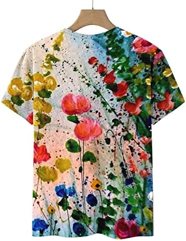 Блузи с къс ръкав за Жени Лято Есен Кръгъл Отвор Пеперуда Графичен Спокойна Приятелка Lounge Блузи, Тениски Дамски 34