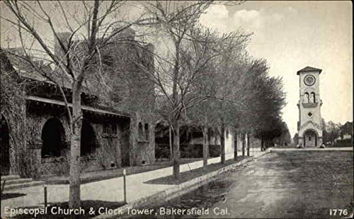 Епископальная църква и Часовникова кула Бейкърсфийлд, Калифорния, КАЛИФОРНИЯ Оригиналната Антични Картичка