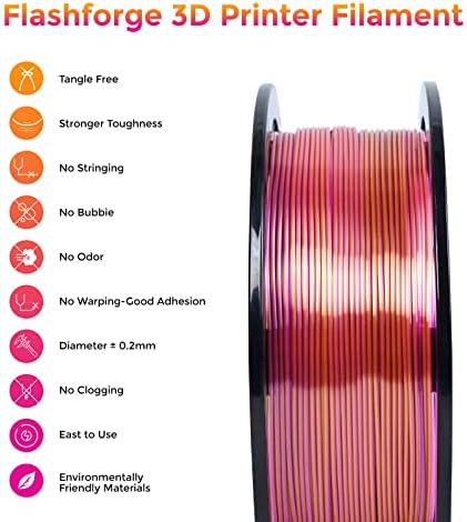 Два цвята конци FLASHFORGE Silk, Златисто-Розова Нишка 2 в 1 от Соэкструзионного коприна PLA 1,75 мм, Конец за 3D-принтер,