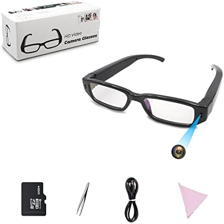 Очила за камерата Fueiyita, очила за шпионска камера, Видео Очила Hd 1080p, Очила за запис на видео, Място за срещи, пътувания, спорт, вградена карта с памет 32g, Без Bluetooth или WiF