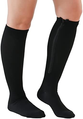 BOCOSO 2 Чифта Медицински Компрессионных Чорапи с цип 15-20 мм живачен стълб. супена за жени и Мъже, Компресия Чорапи