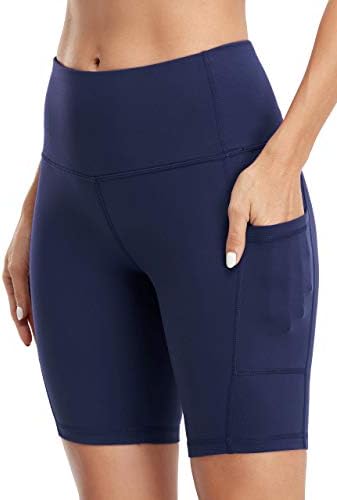 DF-deals / Дамски Спортни къси панталони за йога с висока талия и джобове, Непрозрачни Спортни шорти за бягане
