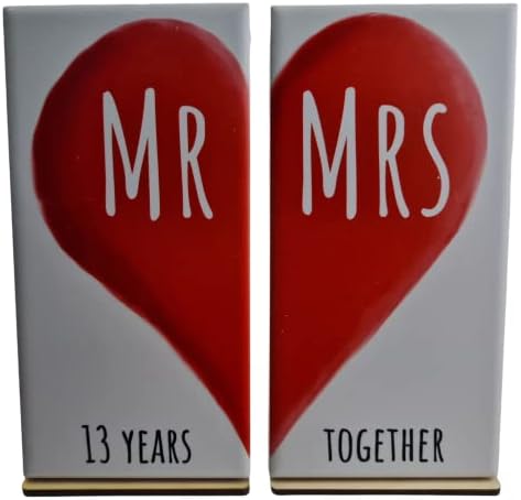 Г-н и г-жа 13 години заедно - Украшение от двойни плочки 13th (Свободна стойка) mrmrs13