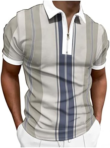 Мъжки ризи Поло с къс ръкав, Класически Ежедневни Летни плътно Прилепнали Тениски с цип, Върхове с Графичен Принтом, Топка за Голф