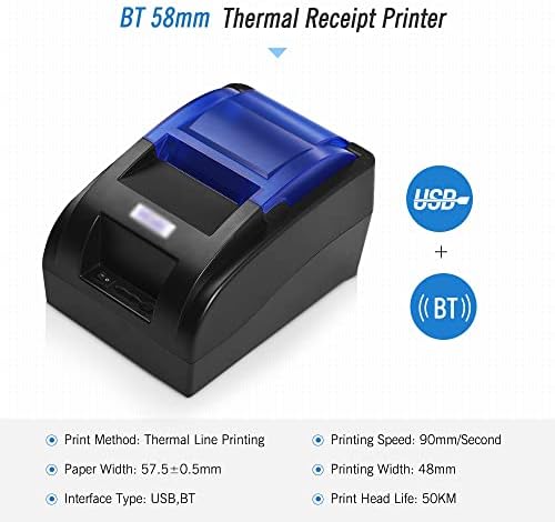 мини принтер 58 мм Термален Принтер Проверка с интерфейс BT USB Високоскоростен Ясна Печат Билет за продажба на билети,