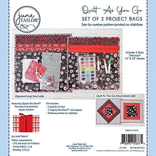 Чанта за проекта June Tailor KIT, Червено с цип-do-Done (търговска марка)