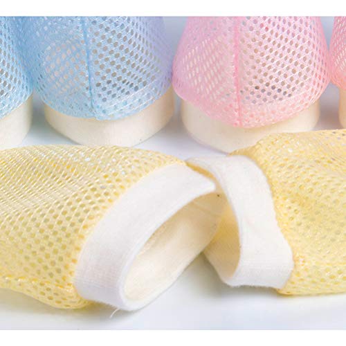 Aijian Опаковка от 6 Детски Етажа ръкавици, Памучни Ръкавици без драскотини за Унисекс (3 цвят на възраст от 0 до 6 месеца)