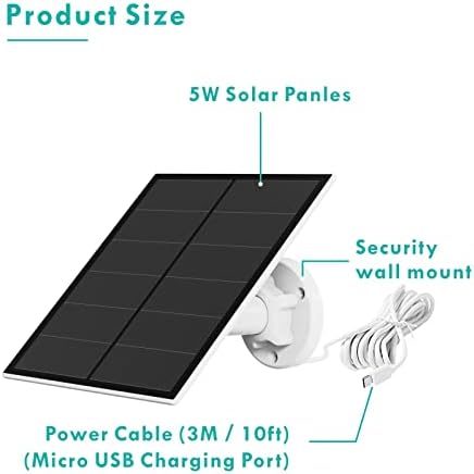 Соларен панел с мощност 5 W за безжичен на охранителна камера, Водоустойчива Соларен панел Непрекъснато захранване за камери