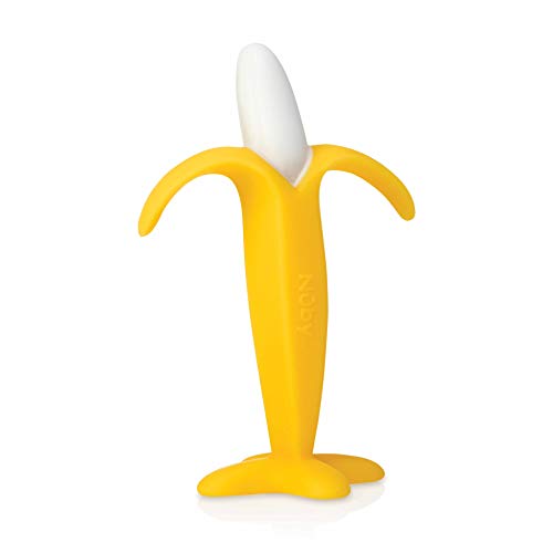 Nuby Успокояващ Банан прорезыватель за зъби, жълт, 5 Инча (опаковка от 2 броя)
