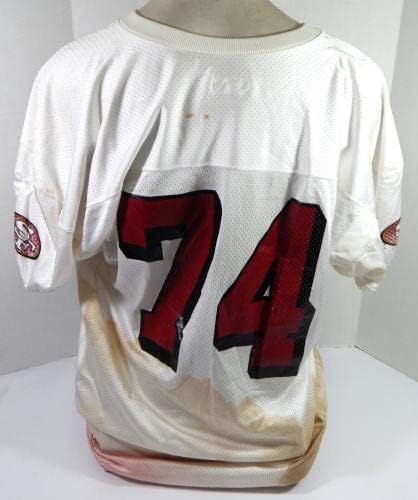 2002 Сан Франциско 49ерс Дейв Фиоре #74 Използвана В играта Бяла Тренировочная майк 2X 331 - Използваните В играта, без подпис на тениски, NFL