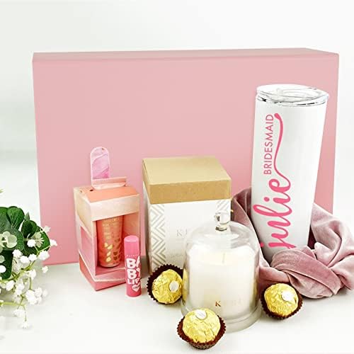 Розова Сгъваема Подарък кутия Aimyoo с магнитни Заключващи се капаци 13,8x9x4,3 инча, Кутия за предложения за Шаферките и