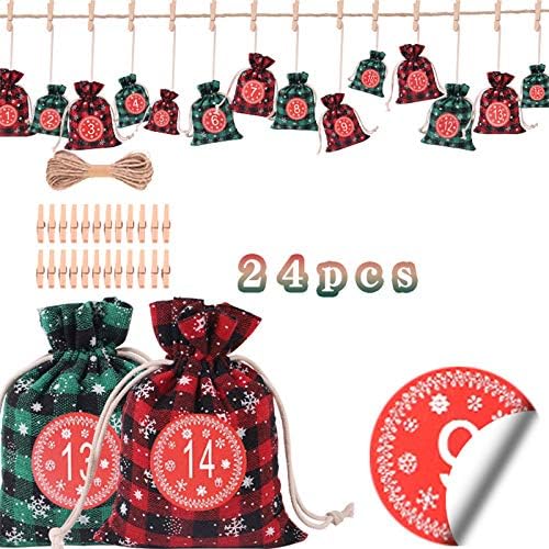 Weimay Коледен Адвент-Календар 24 Дни От Зебло Висящи Адвент Календари Подаръчни Опаковки за шоколадови Бонбони направи