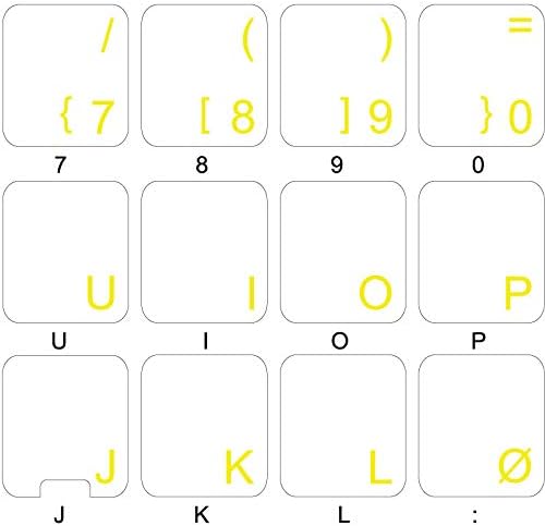 Стикер на Норвежскую клавиатура с Жълт Надпис Върху Прозрачен Фон за настолни компютри, лаптопи и Тетрадки книги