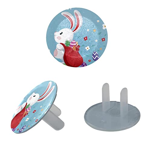 Сладък заек с чехлами за контакти в раницата, 12 опаковки - Защитни капаци за контакти за деца – Здрави и устойчиви –