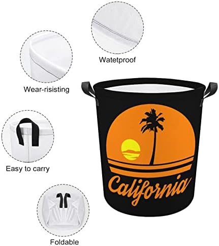 Кошница за дрехи Palm Tree California Beach Сгъваема Висока Кошница за Дрехи с Дръжки Чанта За Съхранение