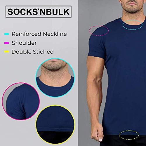 Socks'NBULK Мъжки Памучни Ризи с кръгло деколте и Къс ръкав в Различни Цветове в насипно състояние В опаковката