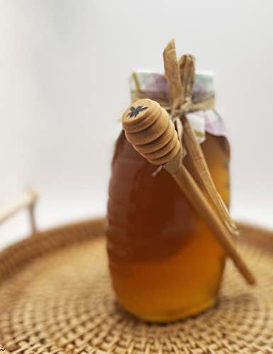 Дървена ковшик за мед с выжженным логото под формата на медоносной пчелите, бамбук лъжица за мед, пръчка