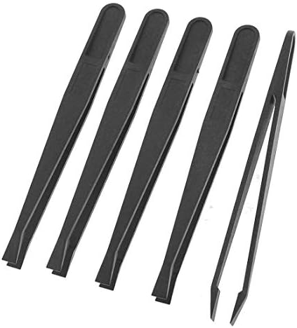 Популярният ръчни инструменти, 5x, черен пластмасов за многократна употреба пинсети с плосък връх, антистатични пинсети с дължина